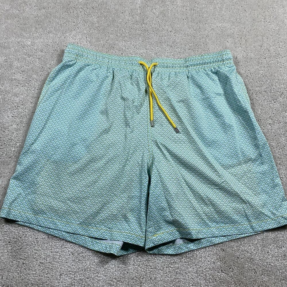 Capelle Swim Shorts Mens 3XL Blue Green Pattern Drawstring Trunks Board Short